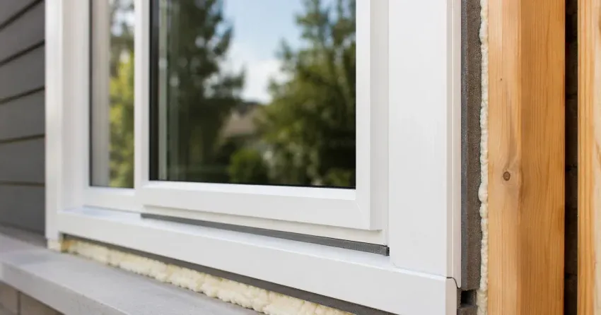 technician installing fiberglass window frame in Orangeville home