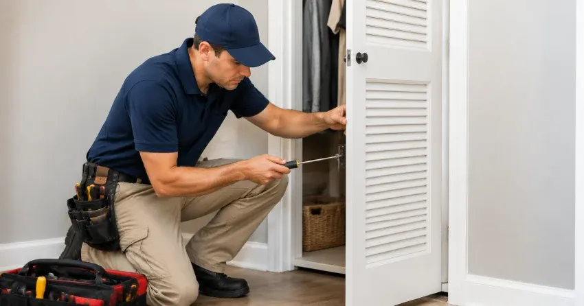technician repairing doorbell button and wiring in Orangeville