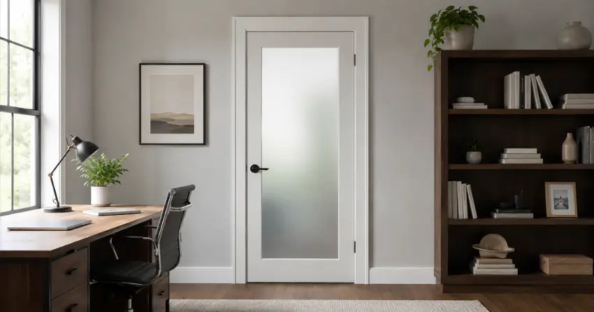 frosted interior door installed in home office in Orangeville