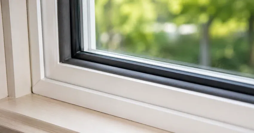 technician inspecting window weatherstripping for drafty window repair Orangeville